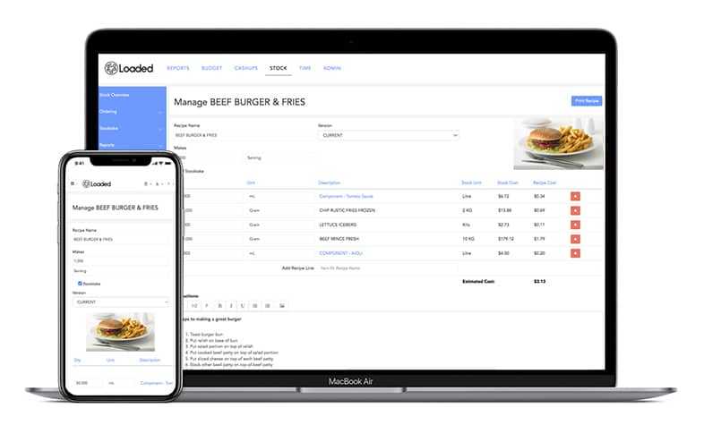 Recipes connected to your Suppliers and Point of Sale for ultimate margin control.
