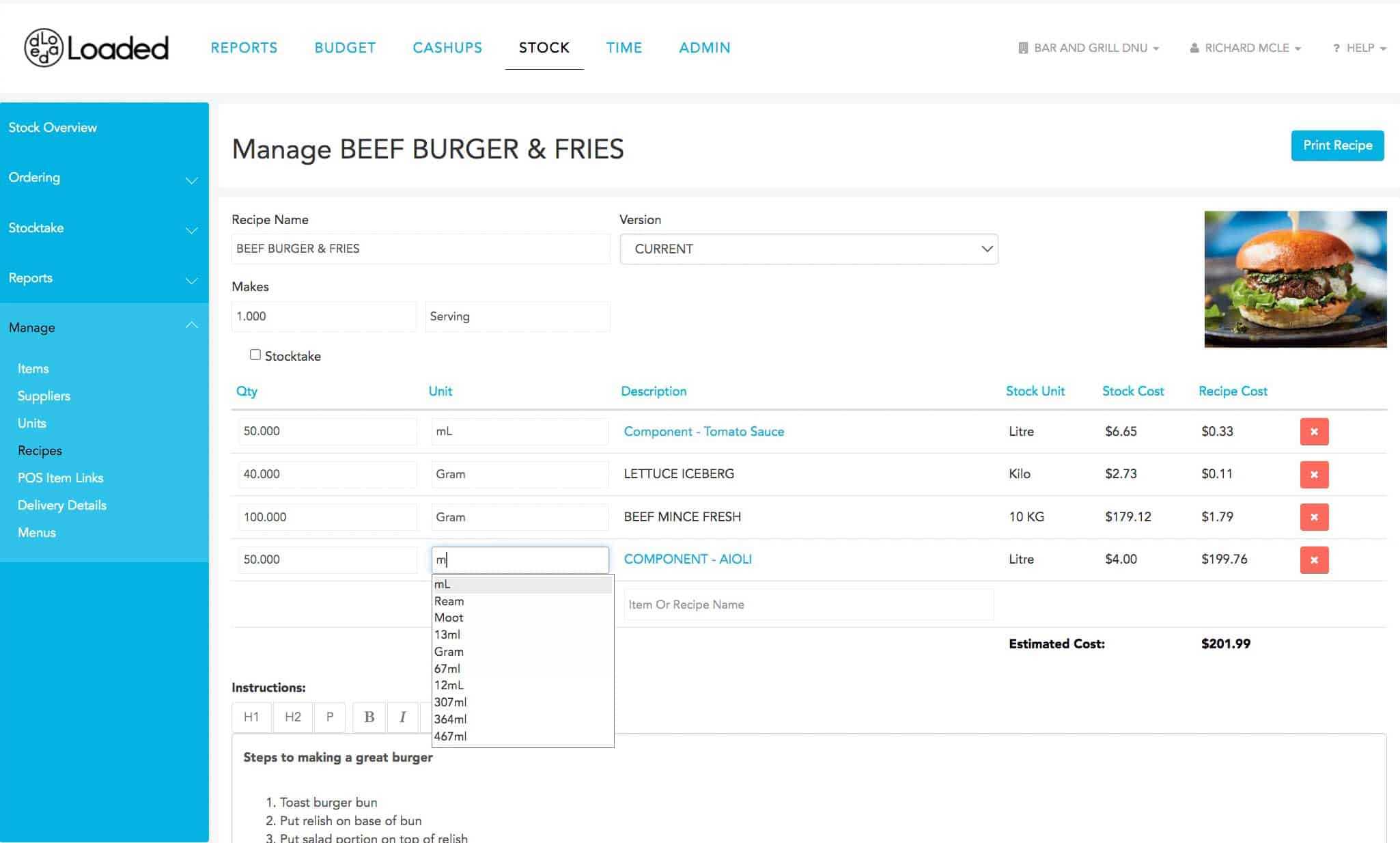 Build your recipes once and never have to worry about updating prices again.
